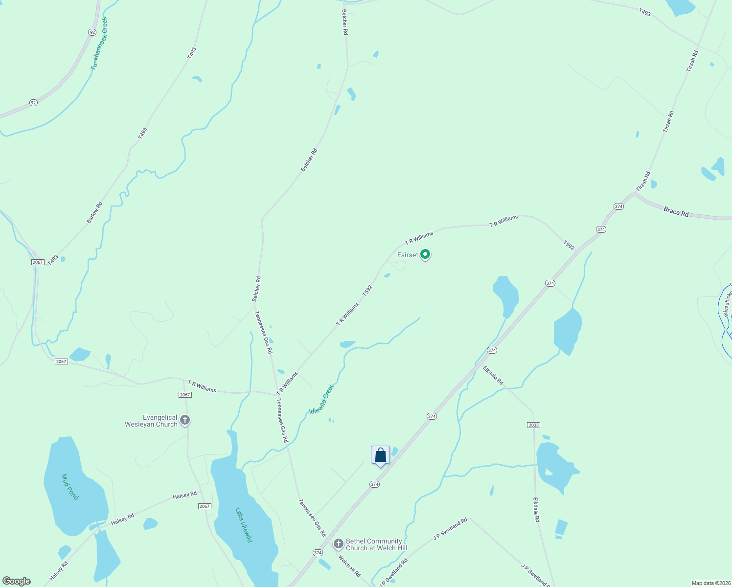 map of restaurants, bars, coffee shops, grocery stores, and more near T R Williams in Susquehanna County