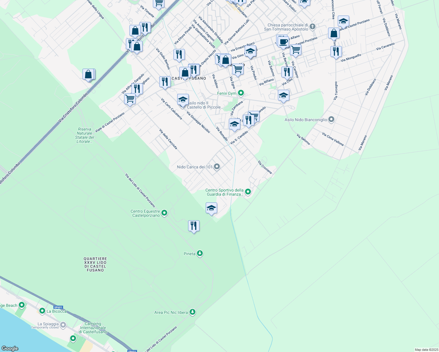 map of restaurants, bars, coffee shops, grocery stores, and more near 61 Via Nalles in Città metropolitana di Roma Capitale