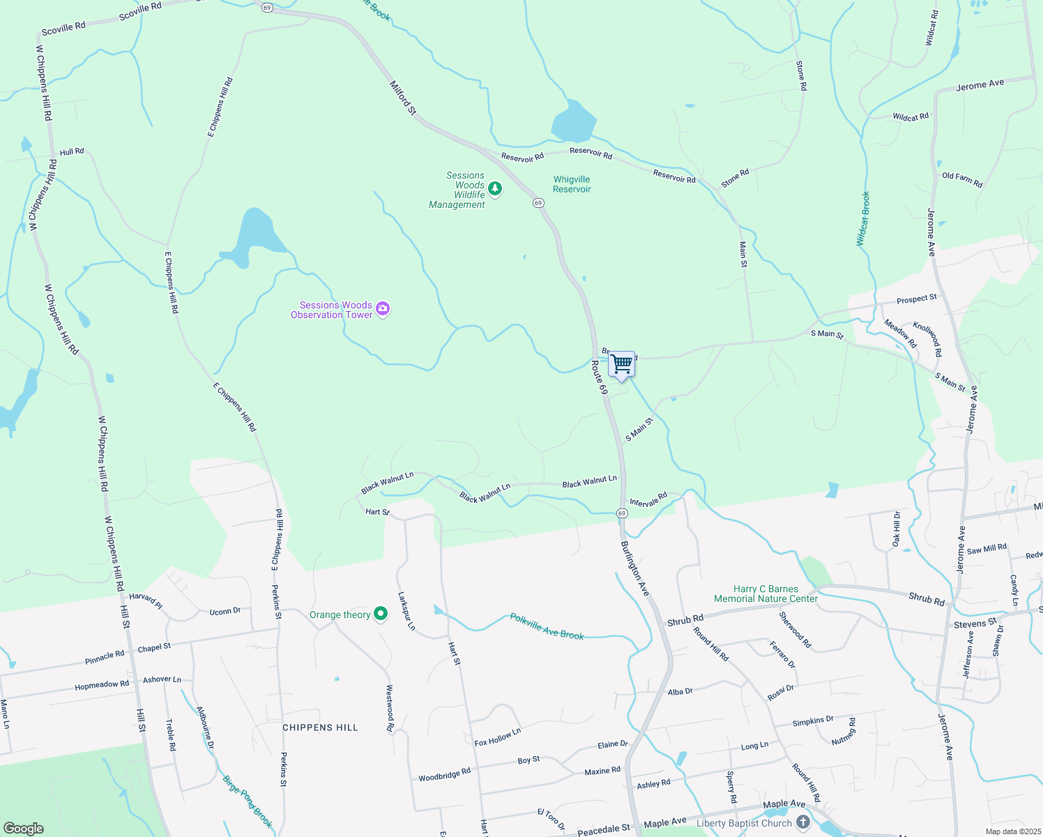 map of restaurants, bars, coffee shops, grocery stores, and more near 24 Bittersweet Lane in Burlington
