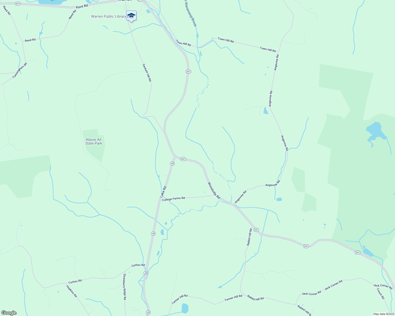 map of restaurants, bars, coffee shops, grocery stores, and more near 21 Woodville Road in Warren