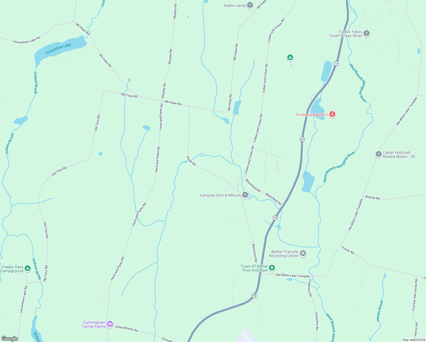 map of restaurants, bars, coffee shops, grocery stores, and more near 155 Blanchard Road in Swan Lake