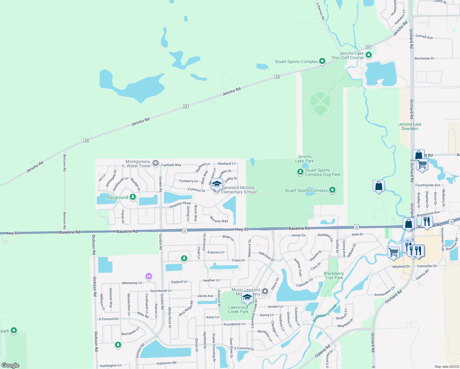 map of restaurants, bars, coffee shops, grocery stores, and more near 2918 Dale Court in Montgomery