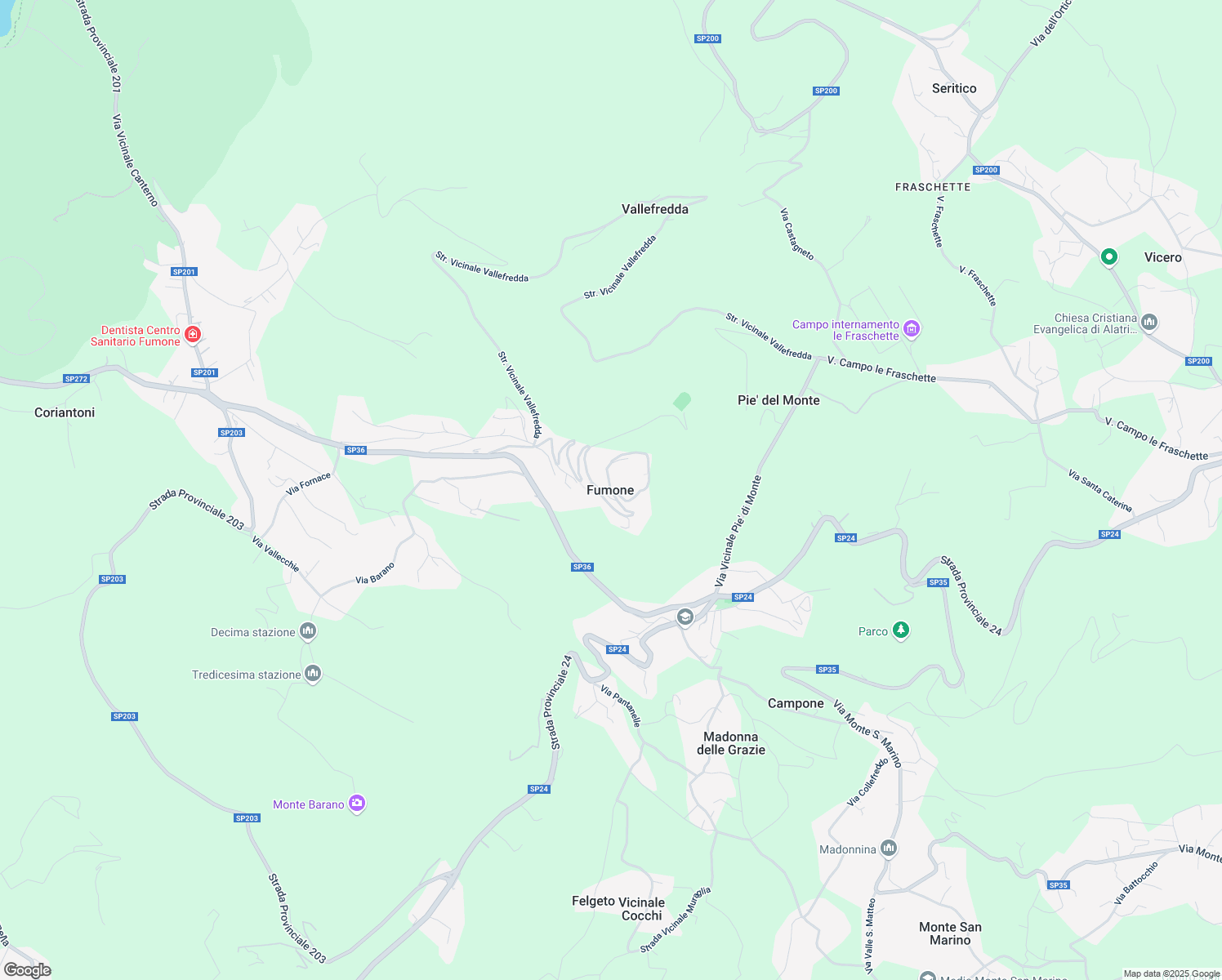 map of restaurants, bars, coffee shops, grocery stores, and more near 81 Via Risorgimento in Fumone