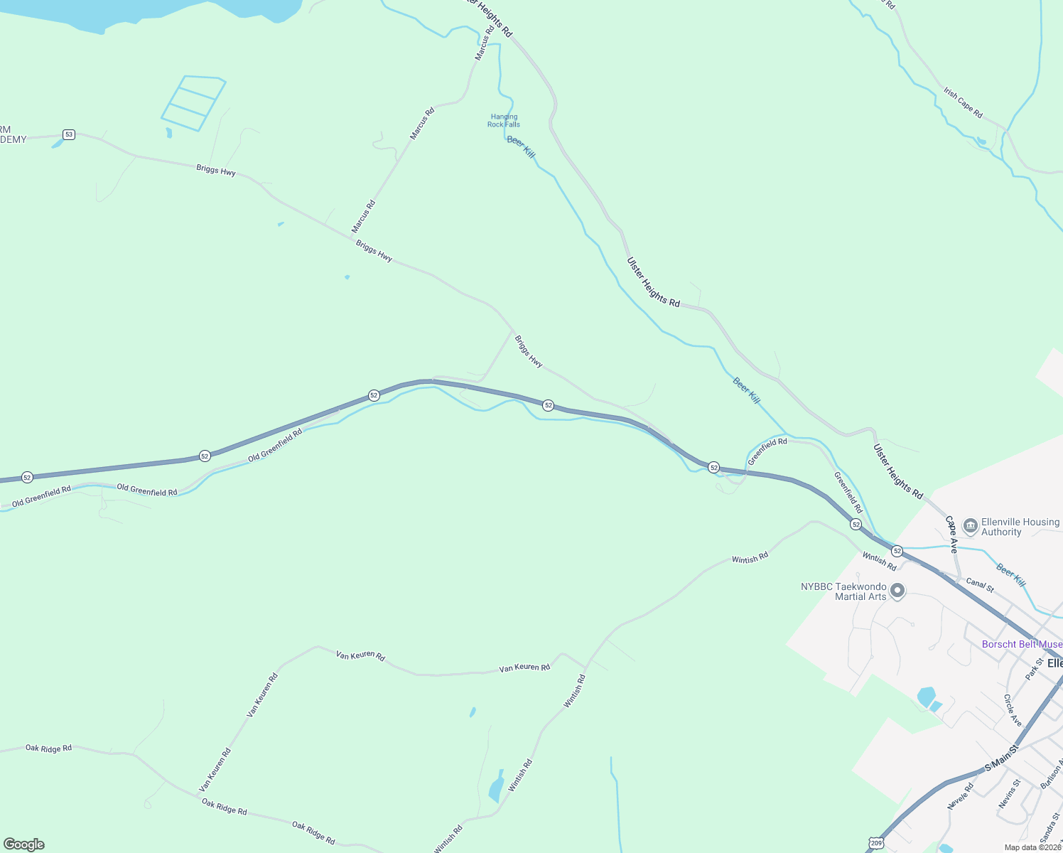 map of restaurants, bars, coffee shops, grocery stores, and more near 6204 Highway 52 in Ellenville