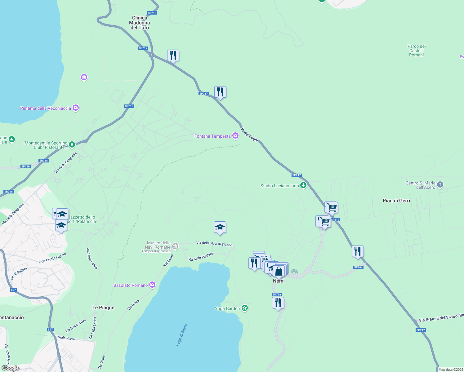 map of restaurants, bars, coffee shops, grocery stores, and more near 3 Via del Tempio di Diana in Città metropolitana di Roma Capitale