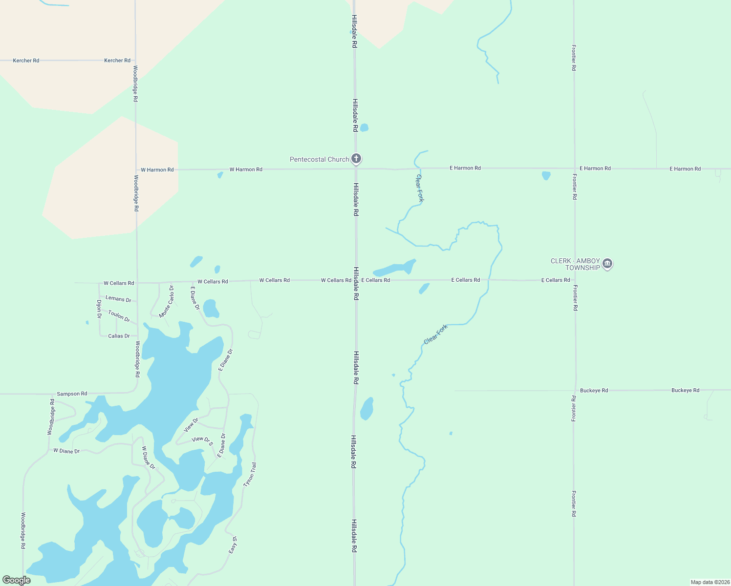 map of restaurants, bars, coffee shops, grocery stores, and more near 13551 Hillsdale Road in Camden
