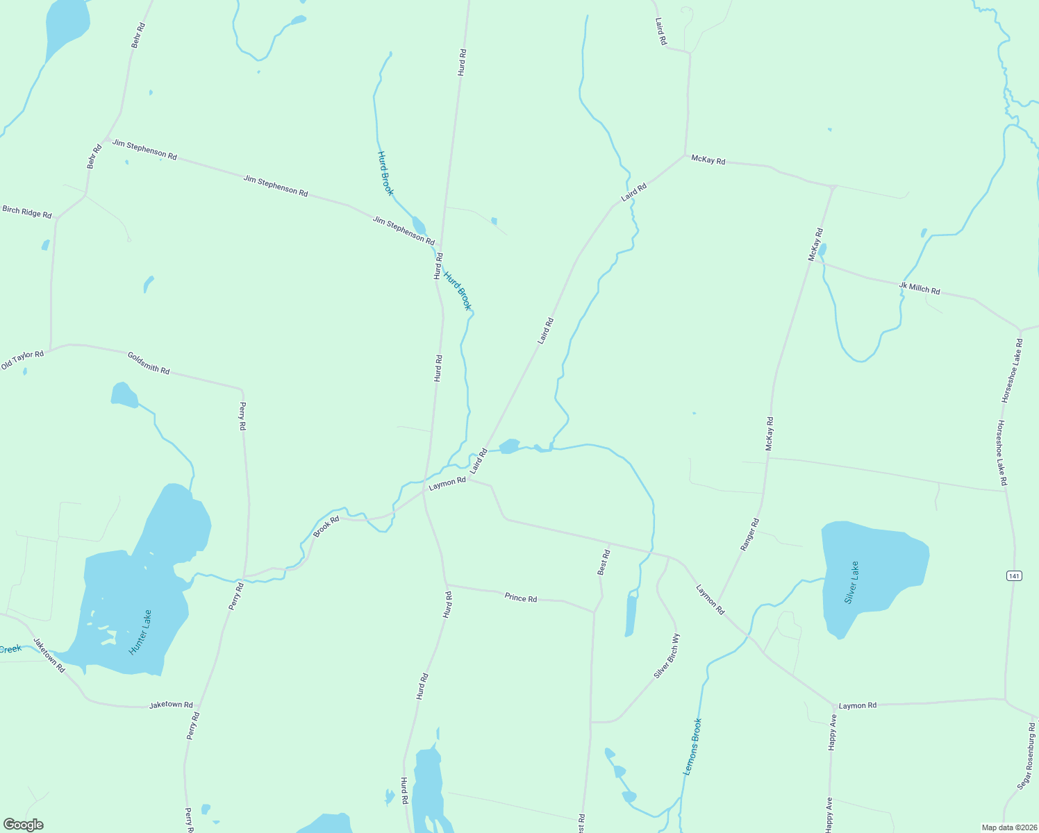 map of restaurants, bars, coffee shops, grocery stores, and more near 62 Laird Road in Swan Lake