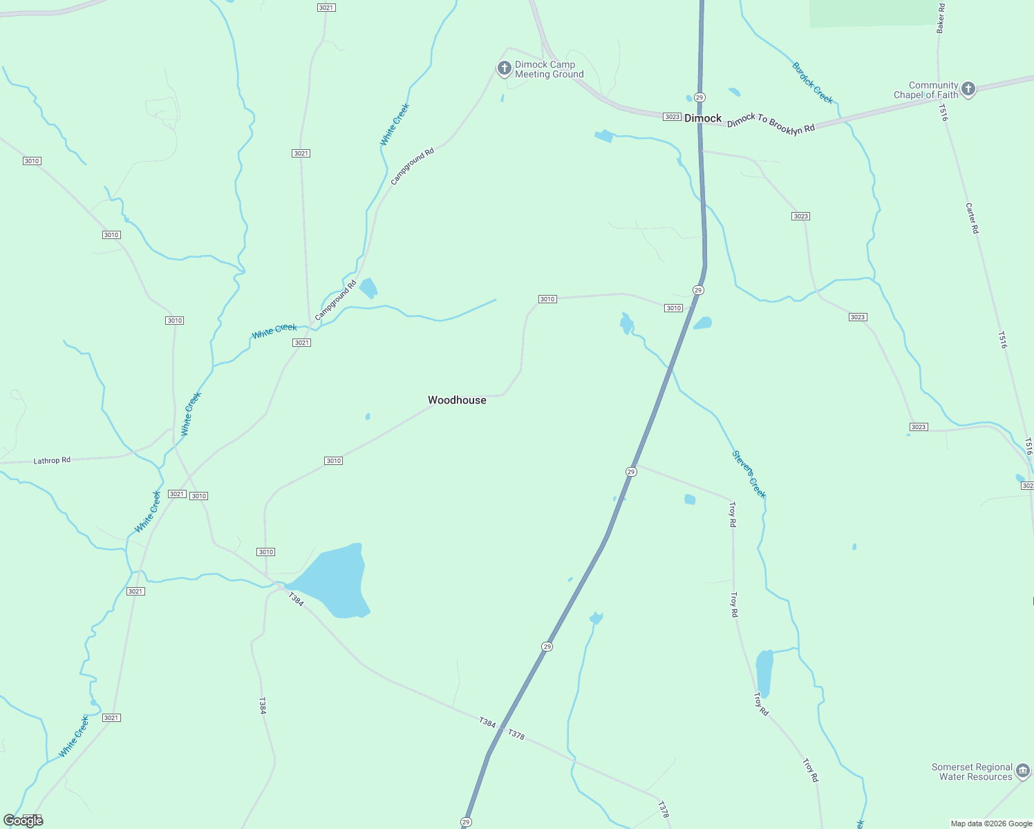 map of restaurants, bars, coffee shops, grocery stores, and more near 3288 State Route 3010 in Springville