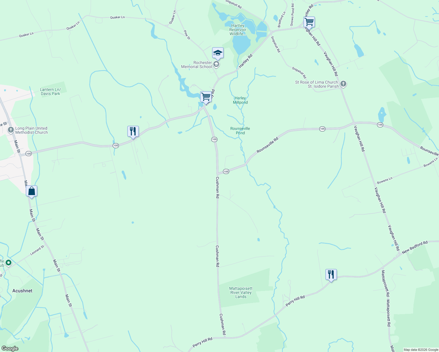 map of restaurants, bars, coffee shops, grocery stores, and more near 2 Rounseville Road in Rochester