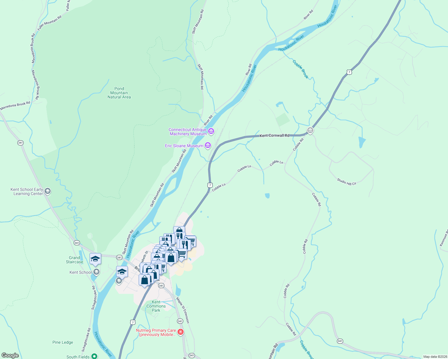 map of restaurants, bars, coffee shops, grocery stores, and more near 15 Cobble Ln in Kent