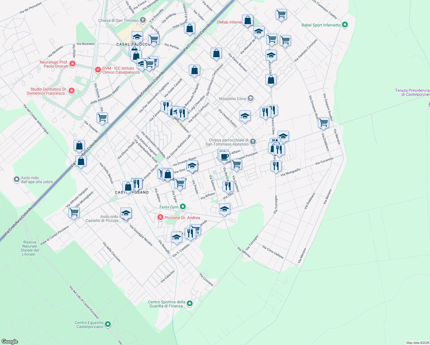 map of restaurants, bars, coffee shops, grocery stores, and more near 3 Largo Glorenza in Città metropolitana di Roma Capitale