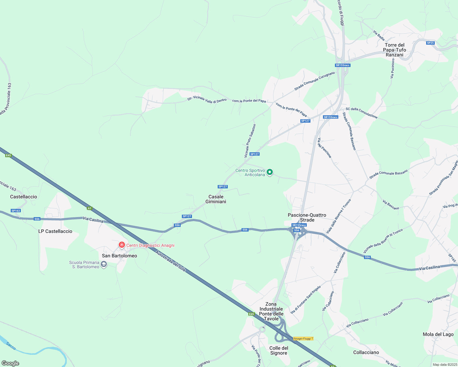 map of restaurants, bars, coffee shops, grocery stores, and more near 21 Vicinale Prato Sabatino in Provincia di Frosinone