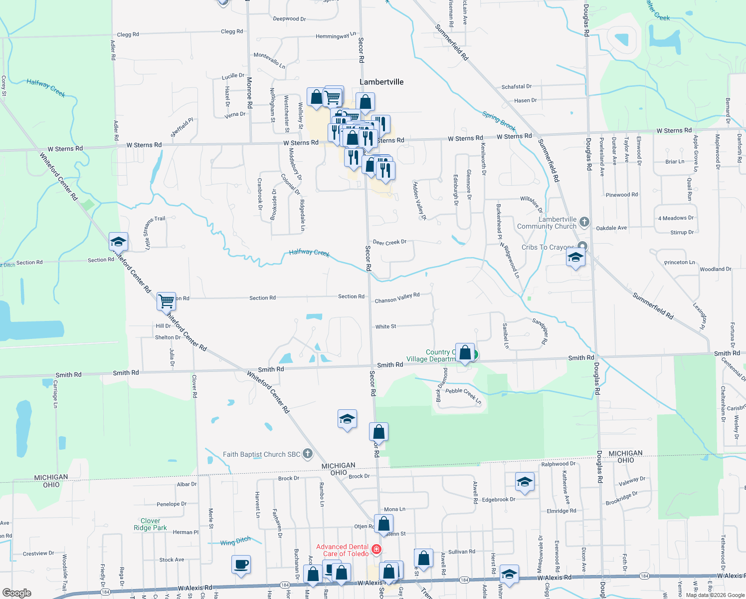 map of restaurants, bars, coffee shops, grocery stores, and more near 3109 Chanson Valley Road in Lambertville