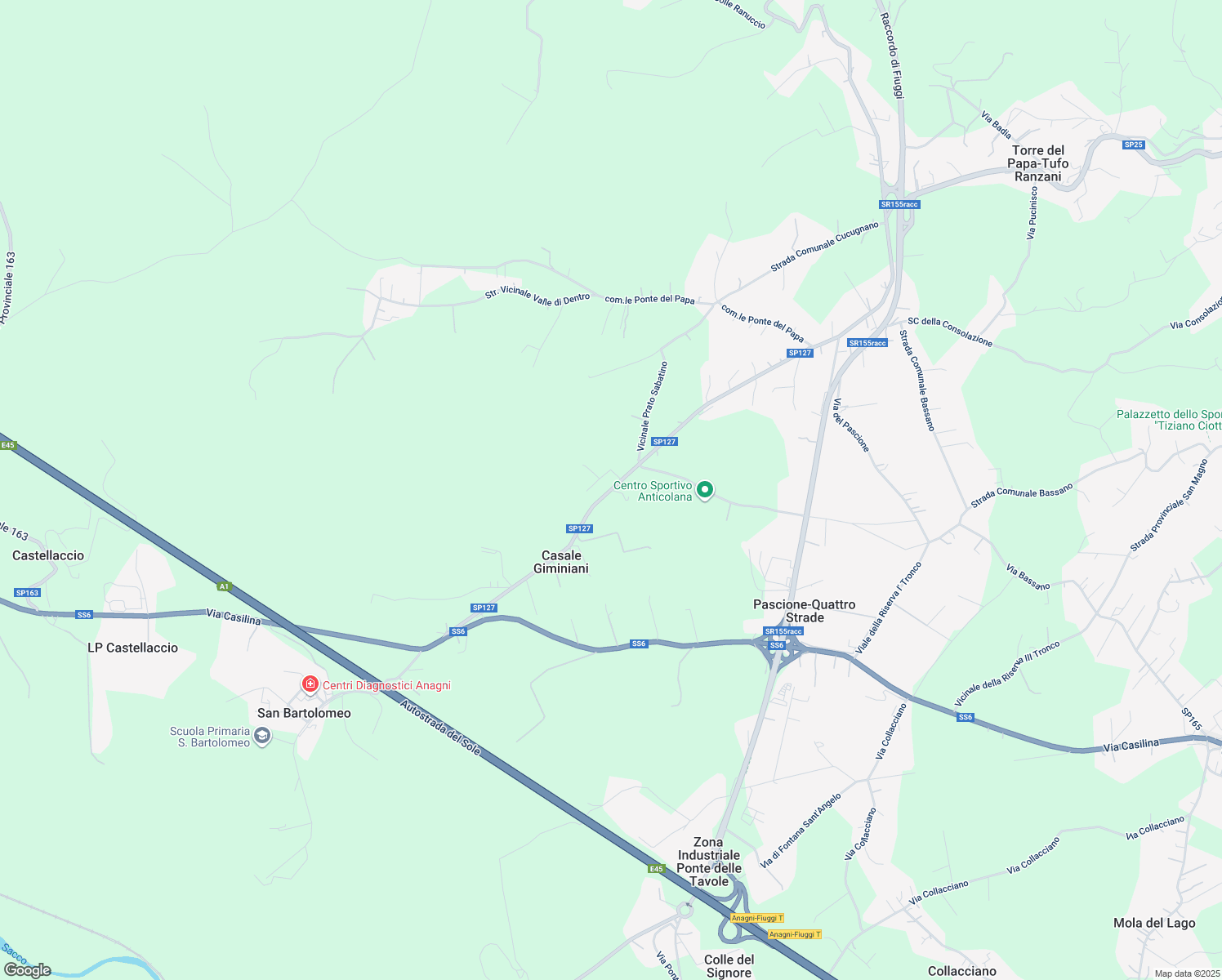 map of restaurants, bars, coffee shops, grocery stores, and more near 21 Vicinale Prato Sabatino in Provincia di Frosinone
