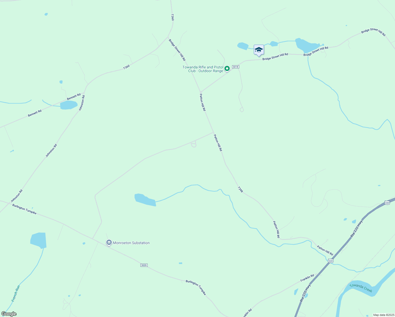 map of restaurants, bars, coffee shops, grocery stores, and more near 1292 Hettich Road in Towanda