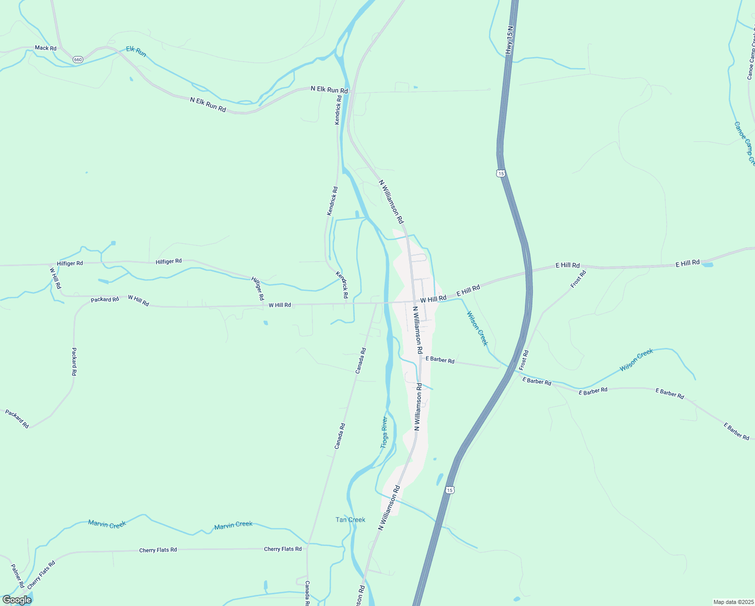 map of restaurants, bars, coffee shops, grocery stores, and more near State Rd in Tioga