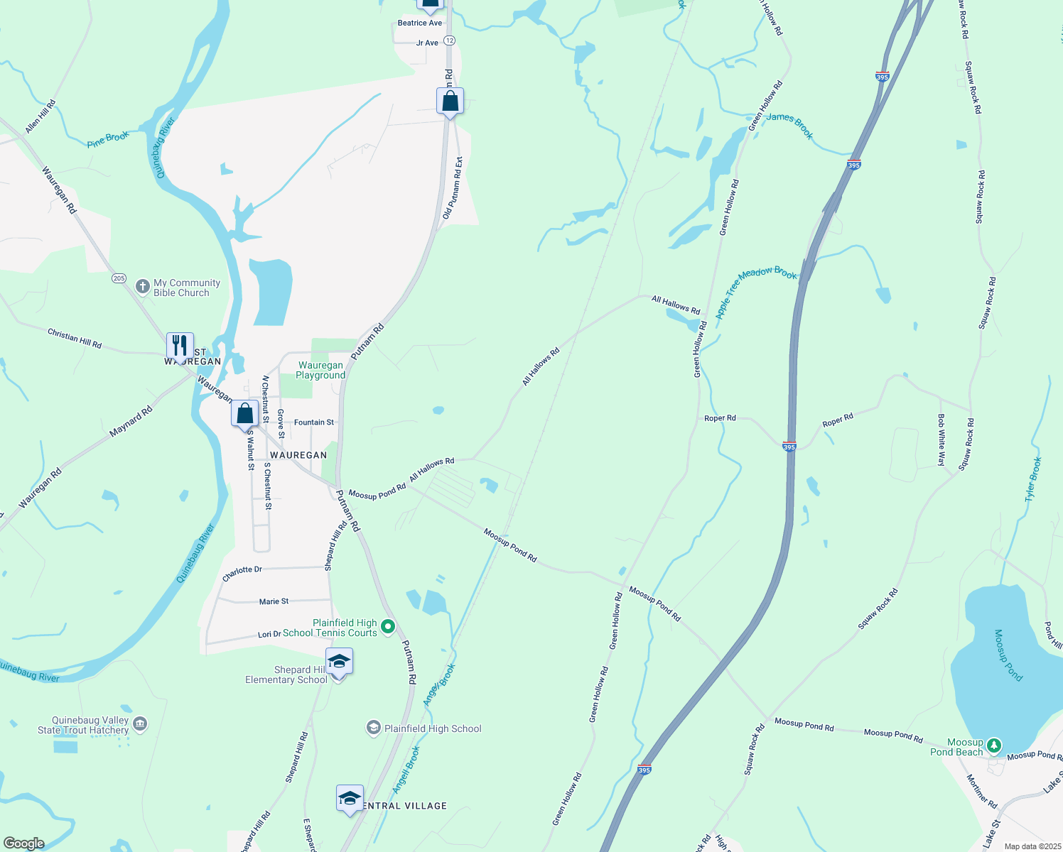 map of restaurants, bars, coffee shops, grocery stores, and more near 75 All Hallows Road in Plainfield