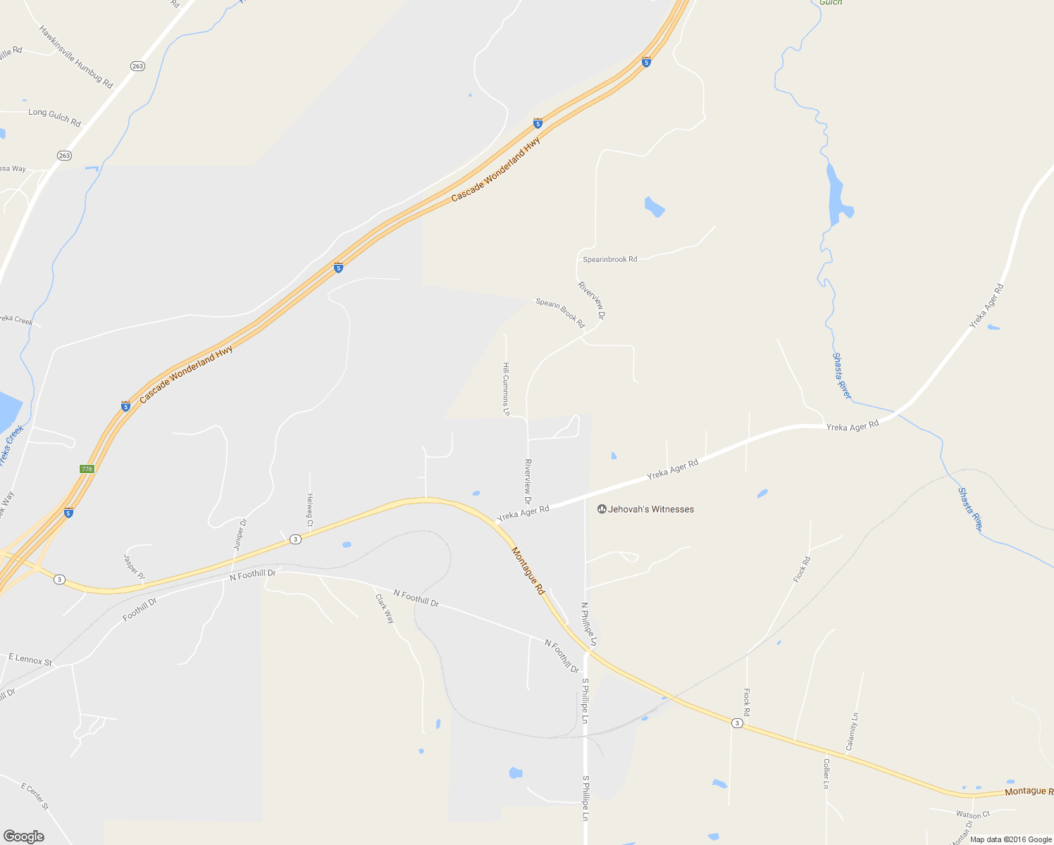 map of restaurants, bars, coffee shops, grocery stores, and more near 1110 Hill-Cummins Lane in Yreka