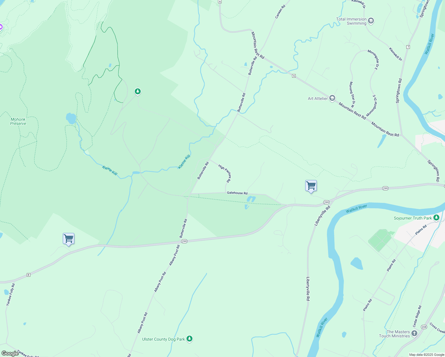 map of restaurants, bars, coffee shops, grocery stores, and more near 12 High Pasture Rd in New Paltz