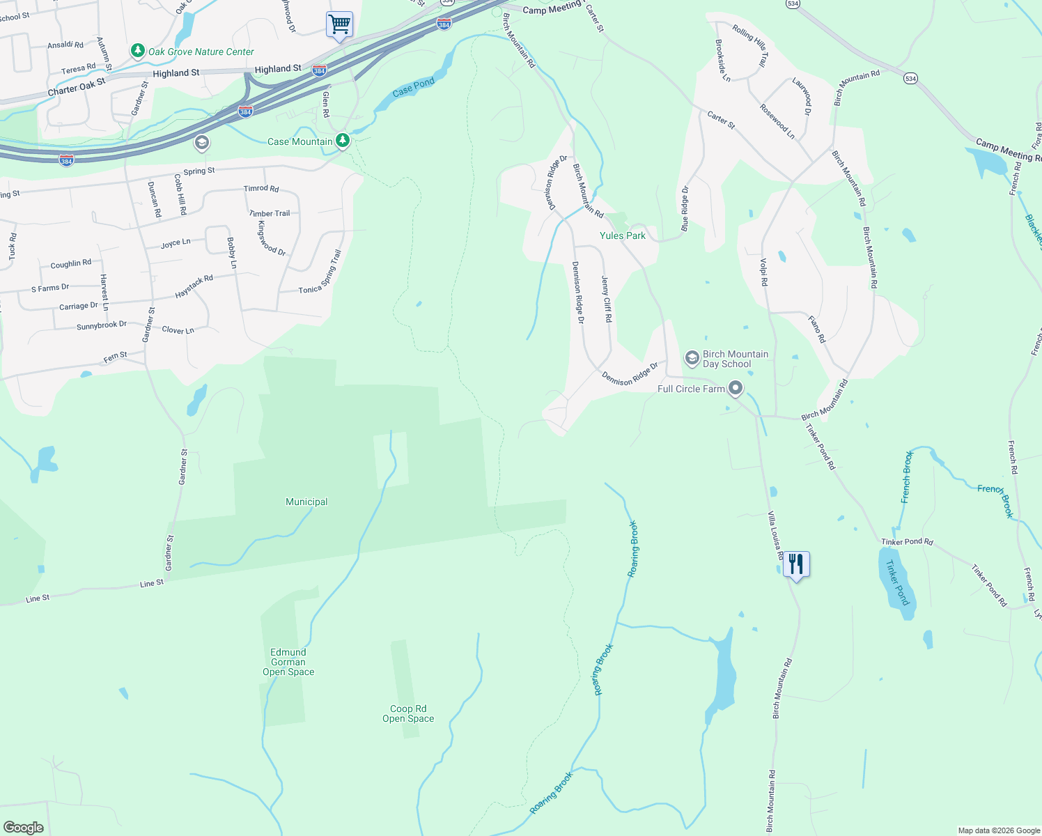 map of restaurants, bars, coffee shops, grocery stores, and more near 59 Rock Ridge in Manchester