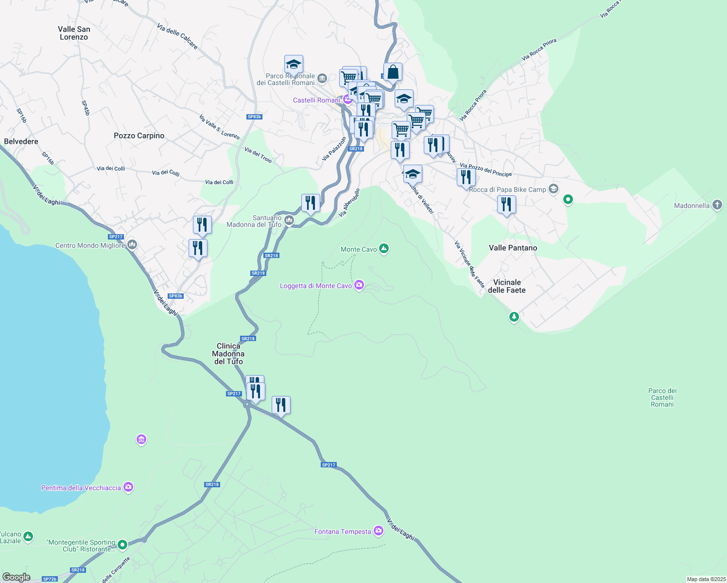 map of restaurants, bars, coffee shops, grocery stores, and more near in Metropolitan City of Rome Capital