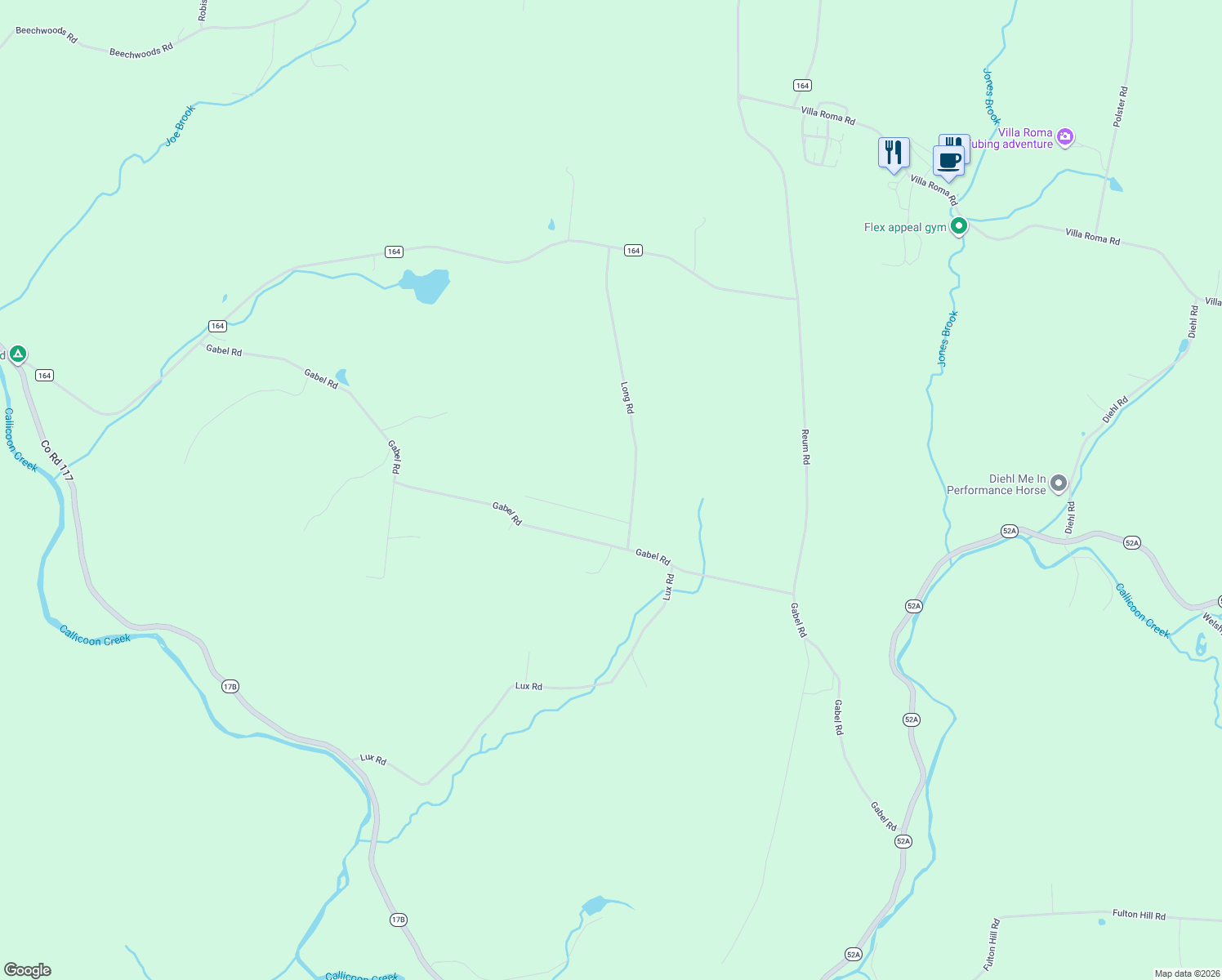 map of restaurants, bars, coffee shops, grocery stores, and more near 305 Gabel Road in Callicoon