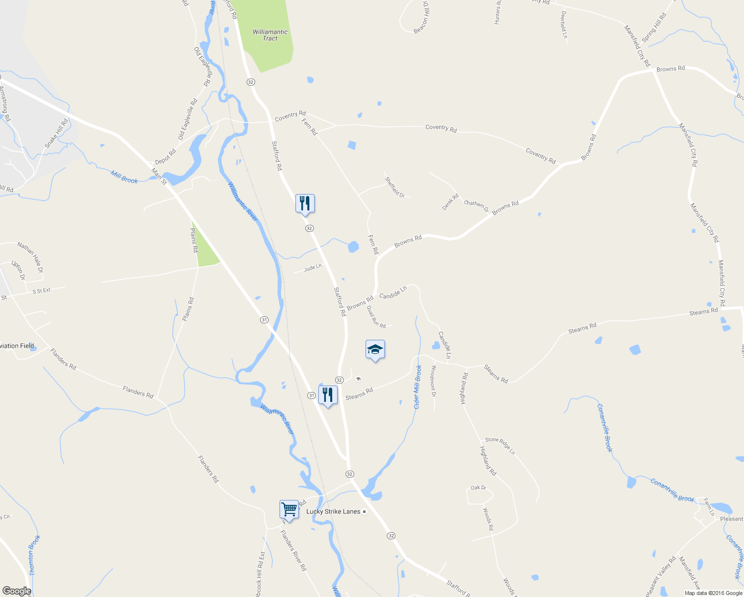 map of restaurants, bars, coffee shops, grocery stores, and more near 727 Browns Road in Mansfield