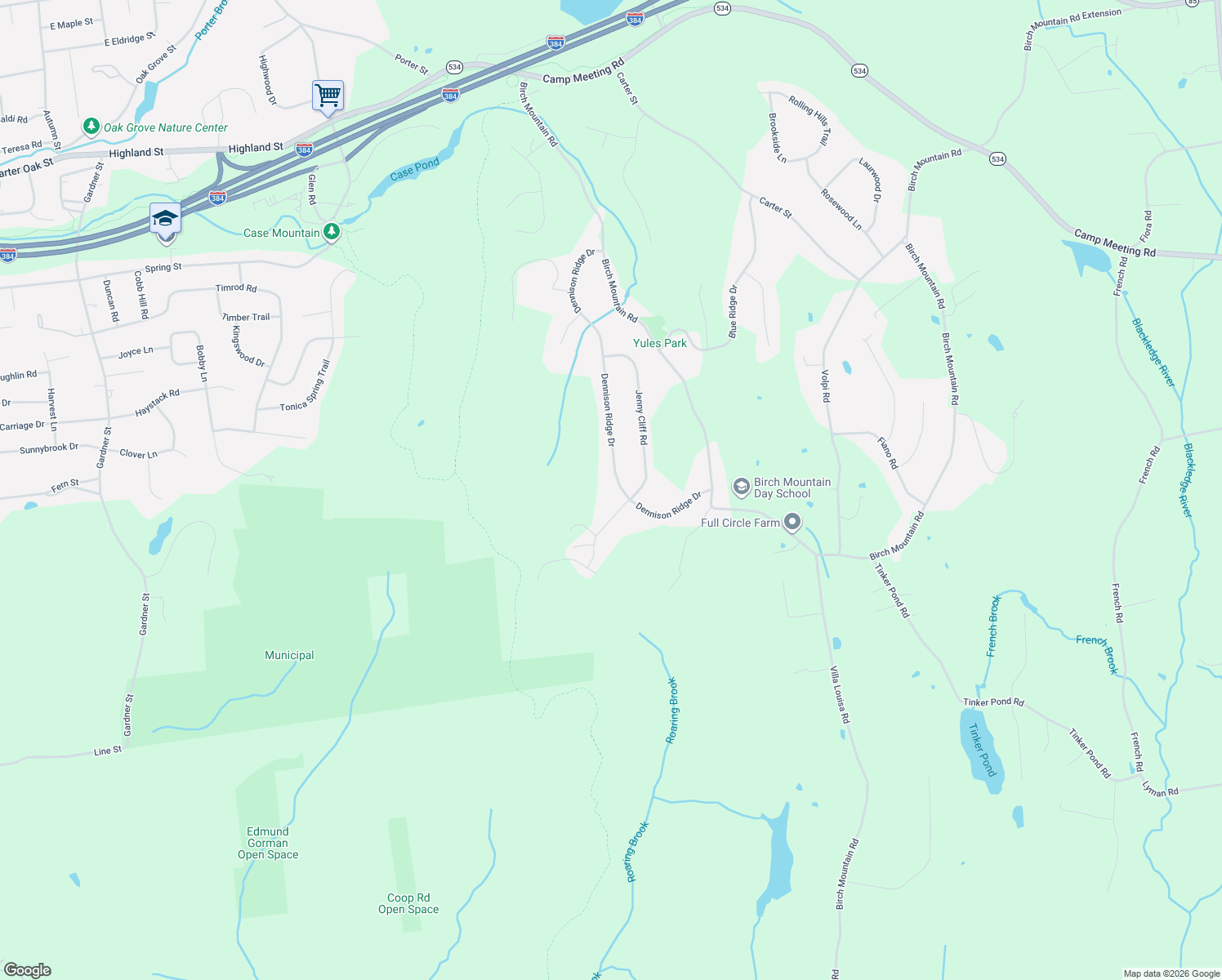 map of restaurants, bars, coffee shops, grocery stores, and more near 379 Dennison Ridge Drive in Manchester