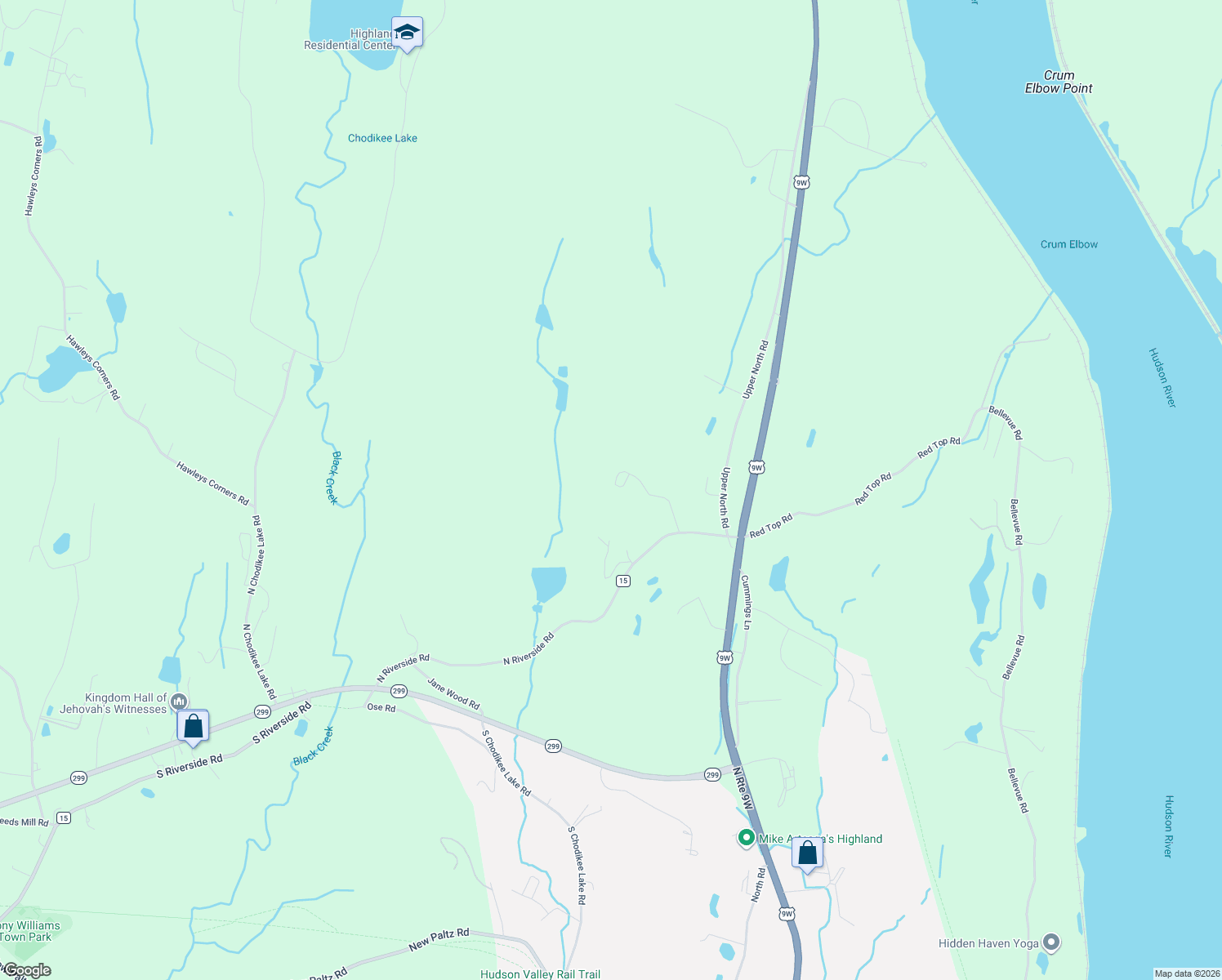 map of restaurants, bars, coffee shops, grocery stores, and more near 50 John White Road in Highland