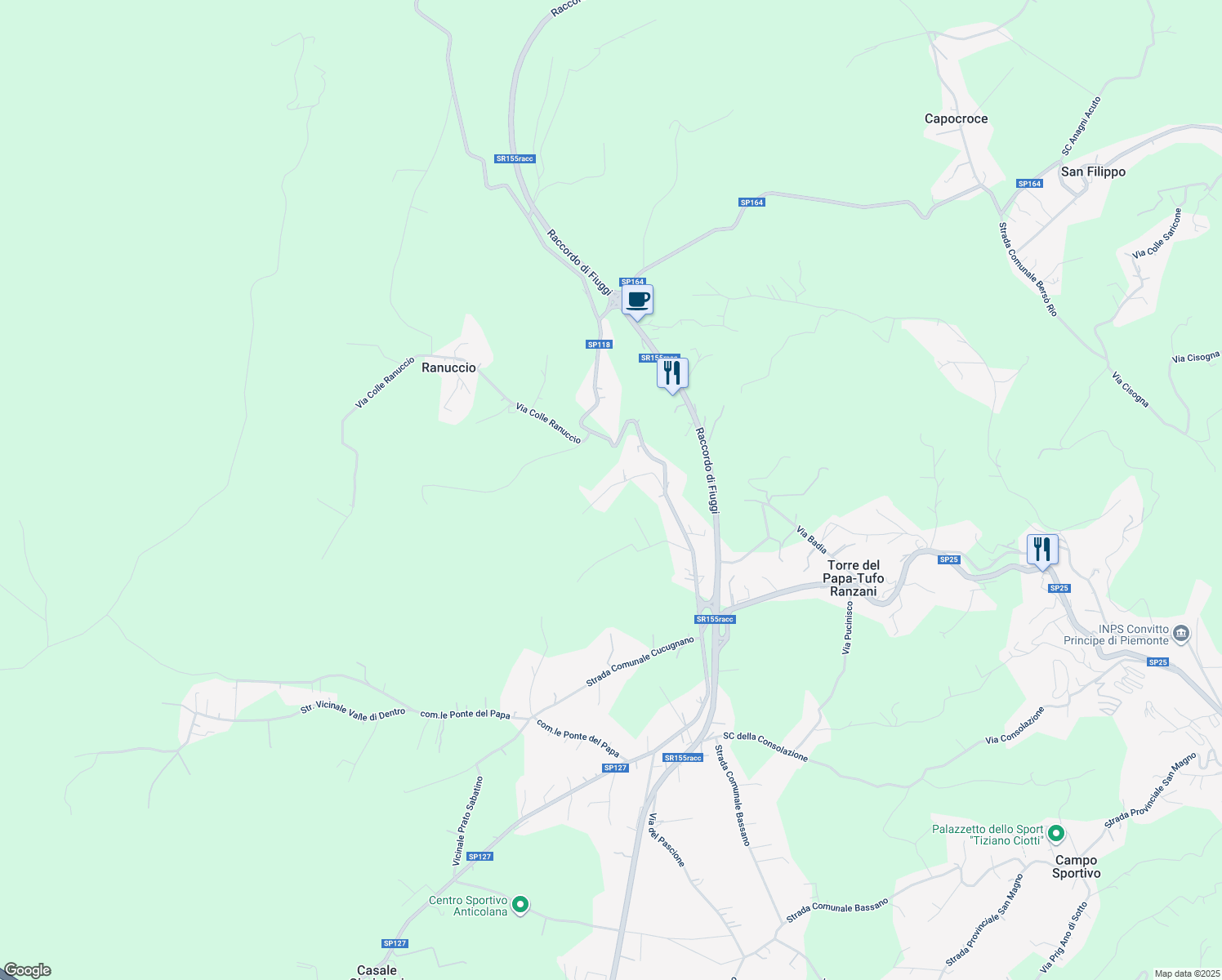 map of restaurants, bars, coffee shops, grocery stores, and more near 3 Via Colle del pero in Provincia di Frosinone