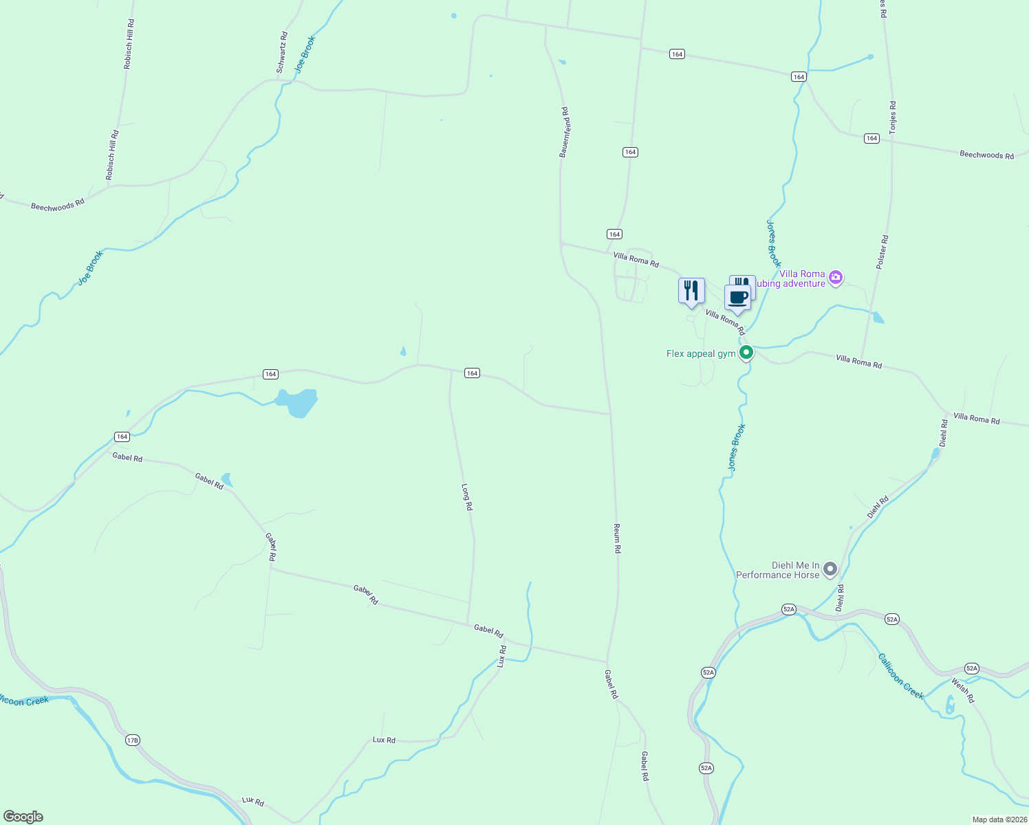 map of restaurants, bars, coffee shops, grocery stores, and more near 859 County Road 164 in Callicoon