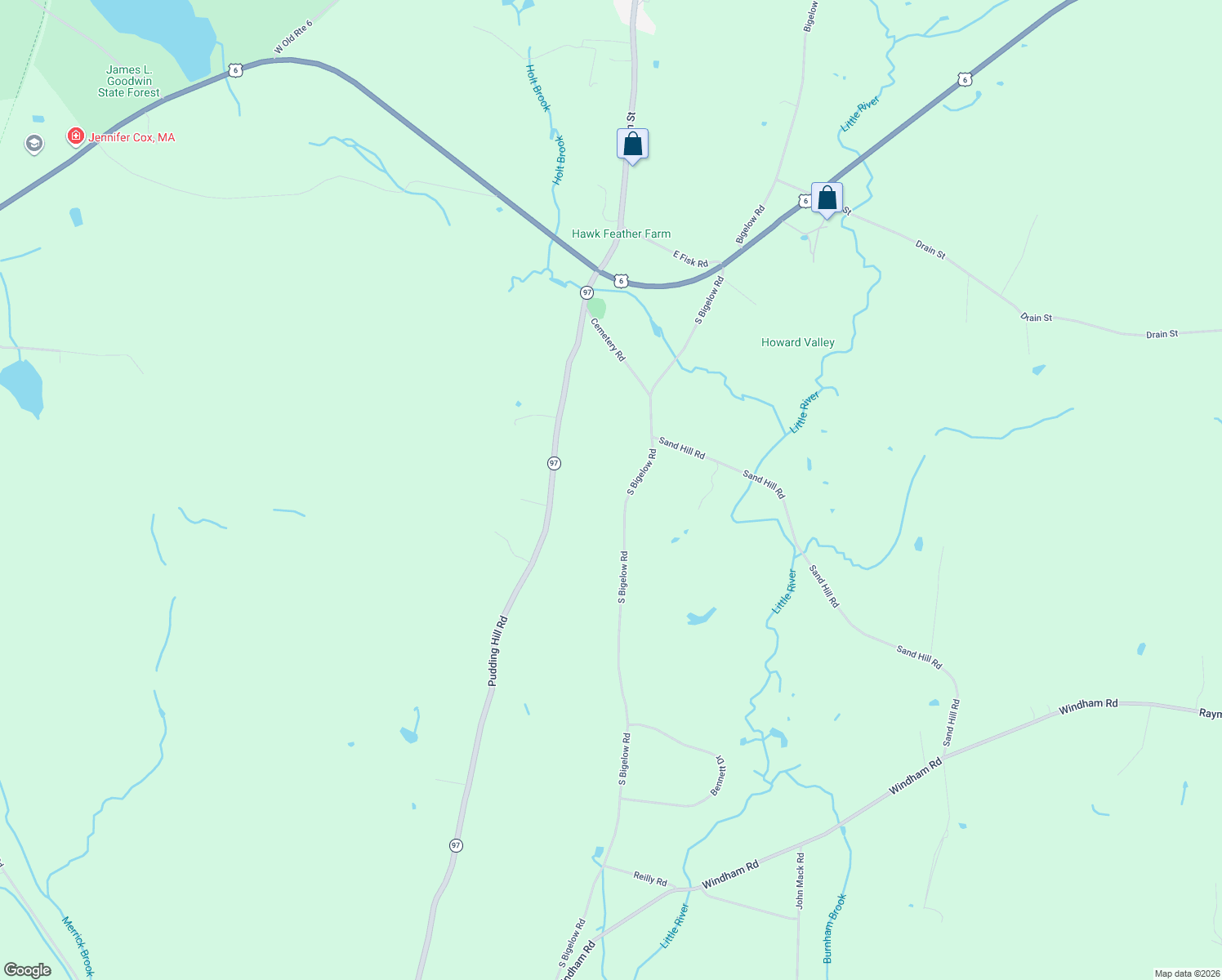 map of restaurants, bars, coffee shops, grocery stores, and more near 155 South Bigelow Road in Hampton