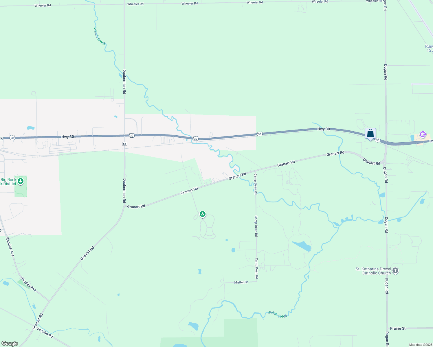 map of restaurants, bars, coffee shops, grocery stores, and more near 46W280 Granart Road in Big Rock
