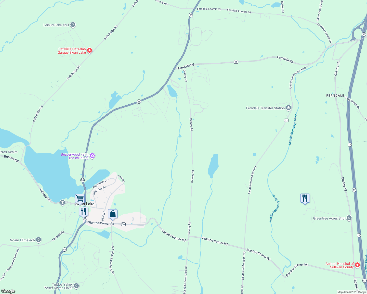 map of restaurants, bars, coffee shops, grocery stores, and more near 144 Devany Road in Ferndale