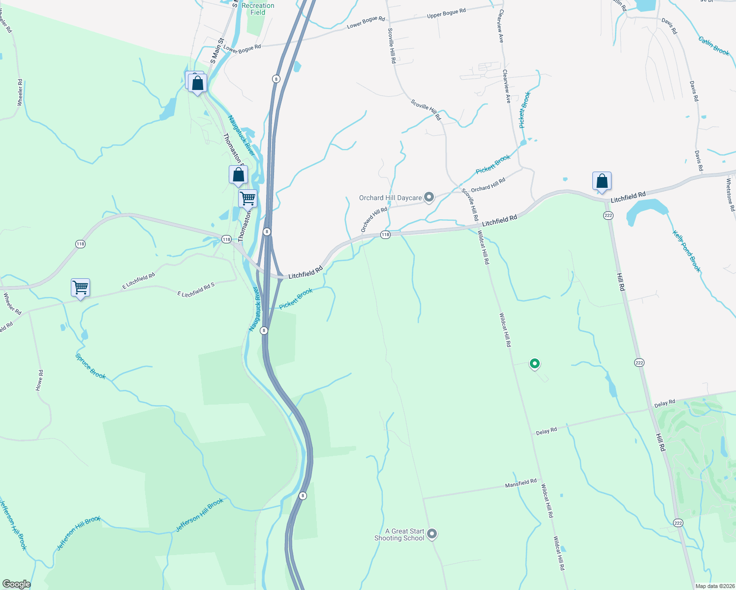 map of restaurants, bars, coffee shops, grocery stores, and more near 17-199 Birch Hill Rd in Harwinton