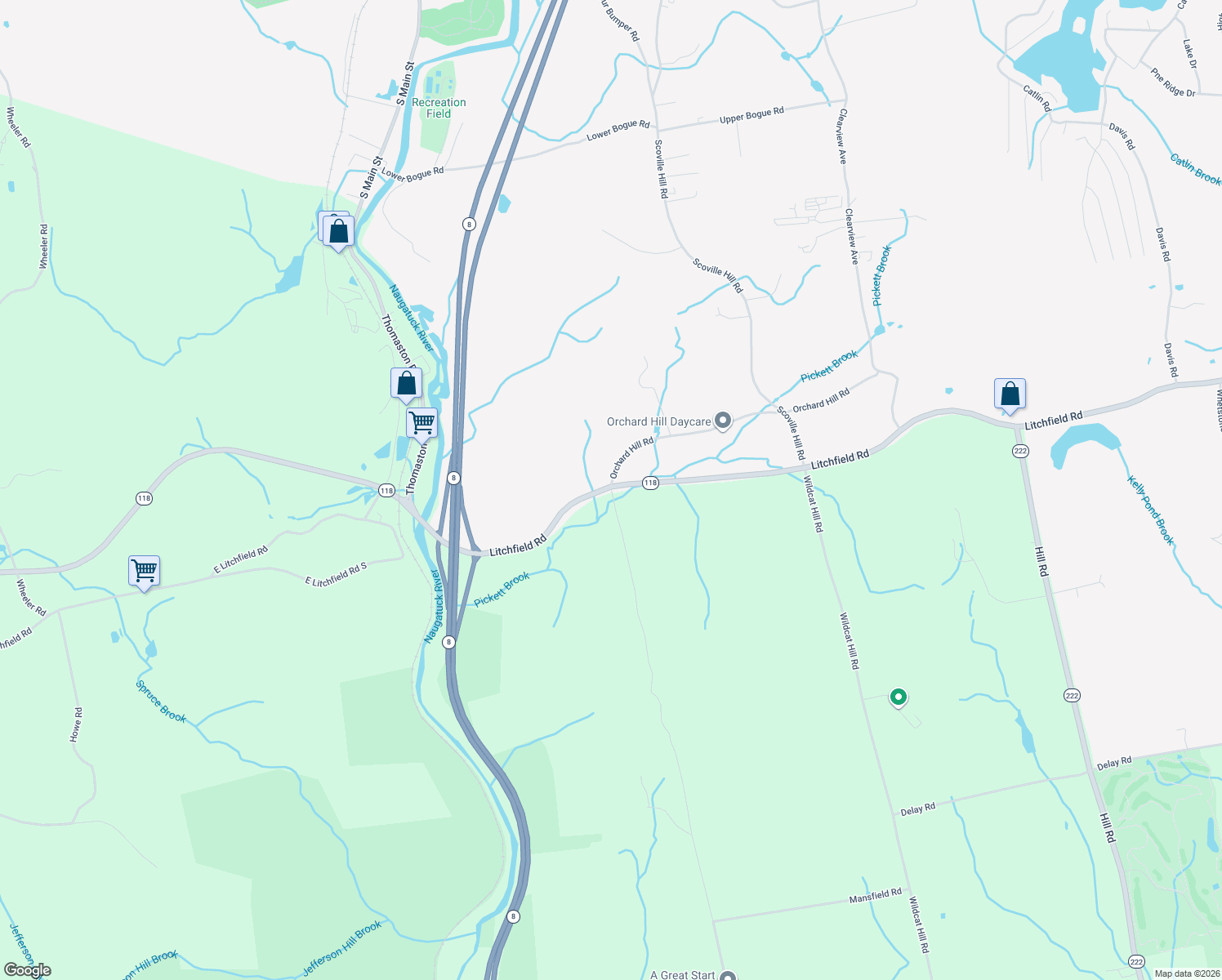 map of restaurants, bars, coffee shops, grocery stores, and more near 3 Birch Hill Road in Harwinton