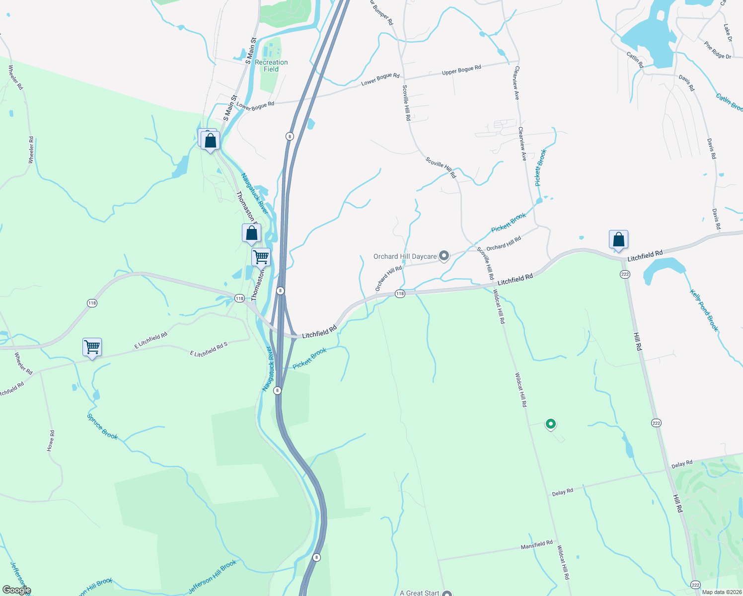 map of restaurants, bars, coffee shops, grocery stores, and more near 3 Birch Hill Road in Harwinton