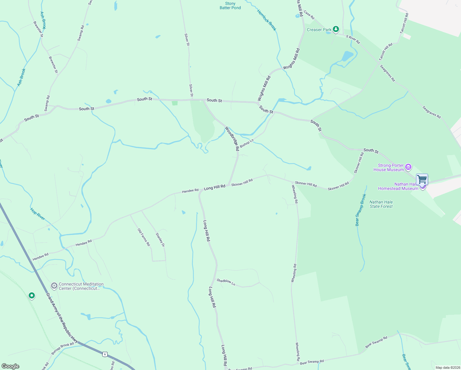 map of restaurants, bars, coffee shops, grocery stores, and more near 275 Long Hill Road in Andover