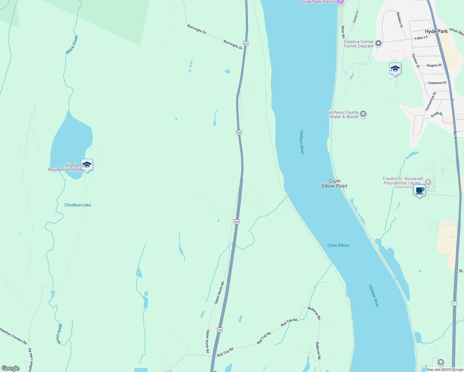 map of restaurants, bars, coffee shops, grocery stores, and more near 439 Upper North Rd in Highland