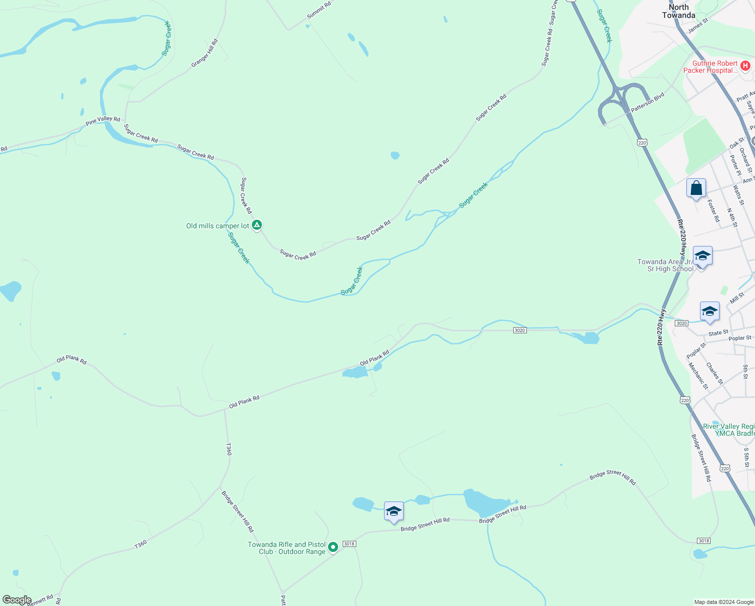 map of restaurants, bars, coffee shops, grocery stores, and more near in Towanda