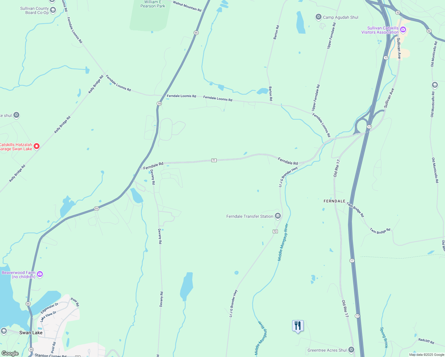 map of restaurants, bars, coffee shops, grocery stores, and more near 233 Ferndale Road in Ferndale