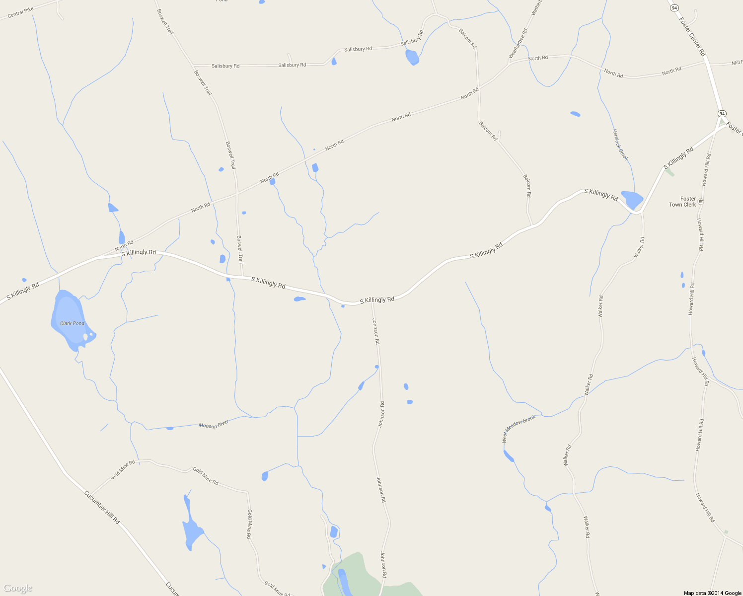 map of restaurants, bars, coffee shops, grocery stores, and more near 103 South Killingly Road in Foster