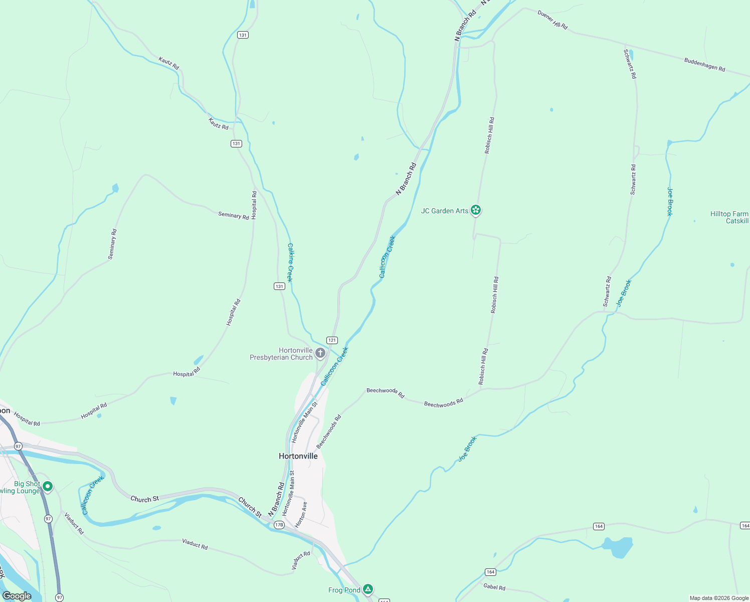 map of restaurants, bars, coffee shops, grocery stores, and more near 166 County Route 121 in Callicoon