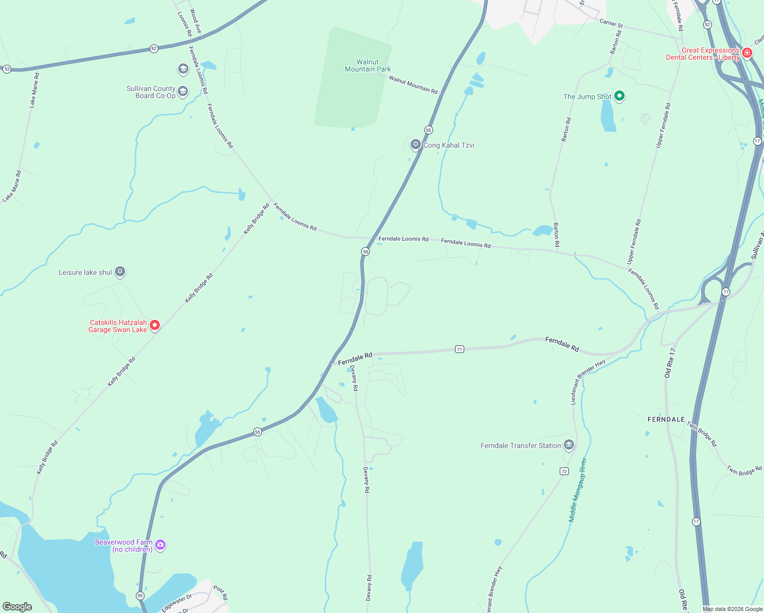 map of restaurants, bars, coffee shops, grocery stores, and more near 60 Front Street in Sullivan County