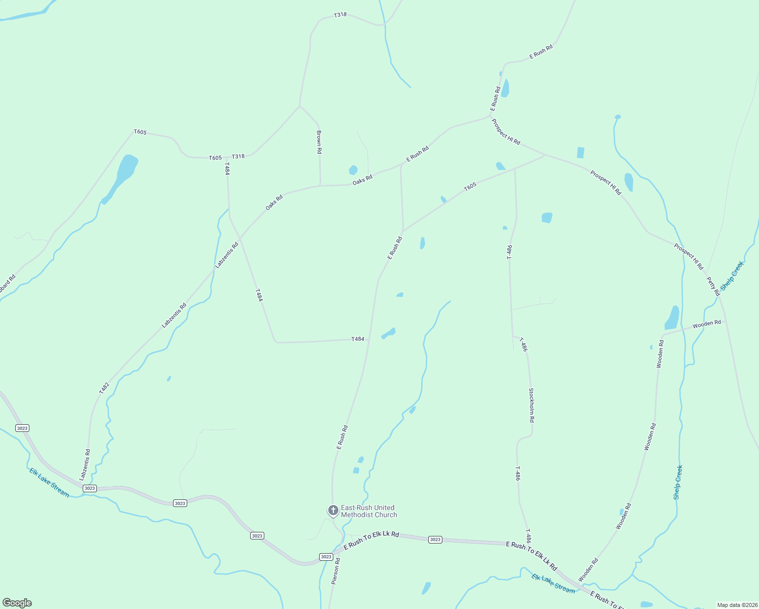 map of restaurants, bars, coffee shops, grocery stores, and more near East Rush Road in Montrose