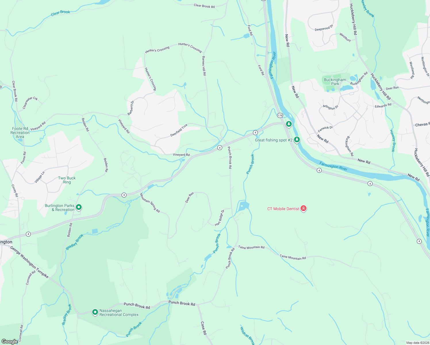 map of restaurants, bars, coffee shops, grocery stores, and more near 25 Punch Brook Road in Burlington