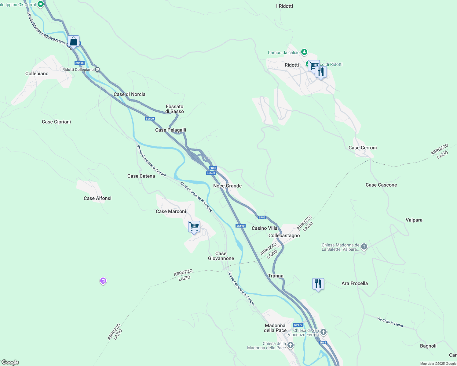 map of restaurants, bars, coffee shops, grocery stores, and more near 6a Via San Vincenzo Ferreri in Noce Grande