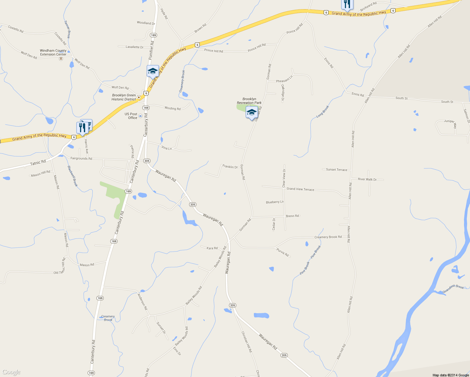 map of restaurants, bars, coffee shops, grocery stores, and more near 215 Gorman Road in Brooklyn