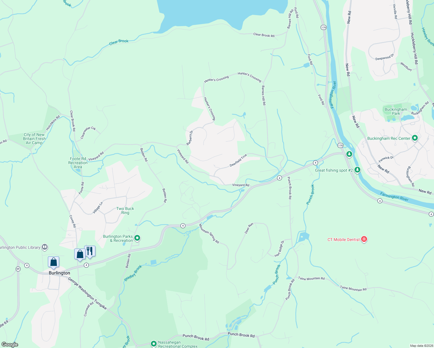 map of restaurants, bars, coffee shops, grocery stores, and more near 3 Deerfield Trce in Burlington