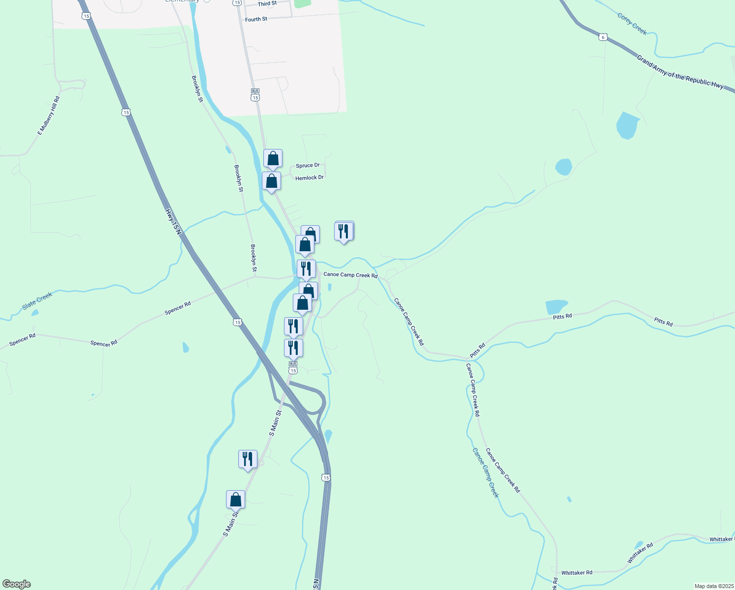 map of restaurants, bars, coffee shops, grocery stores, and more near Inscho Lane in Mansfield